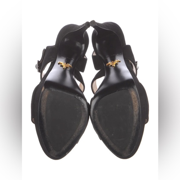 PRADA Black Suede Platform Slingback Sandals Size 38 or 8 - Picture 8 of 8